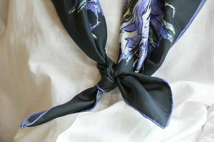 Black Silk Twill Kerchief Scarves-3