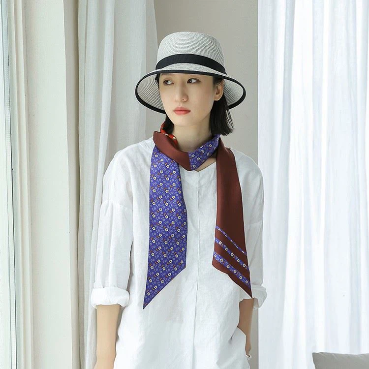 Long Silk Skinny Scarf for Women